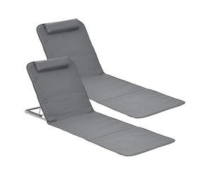[en.casa] Beach mat Donostia set of 2 sun mats foldable dark grey Beach lounger with adjustable backrest Lounger mat with carrying bag 143 x 48 cm