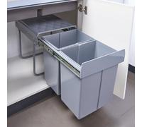 [en.casa] Built-in trash can Froland waste sorter Pull-out garbage collector 2 Removable compartments 48x34x42cm for kitchen Gray 2x20L