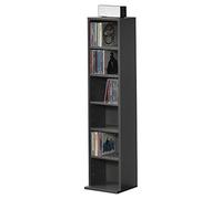 [en.casa] CD/DVD Shelf 90x20x20 cm Dark Grey Bookshelf 6 Compartment Box CD Holder