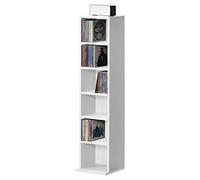 [en.casa] CD/DVD Shelf 90x20x20 cm White Bookshelf 6 Compartment Box CD Holder