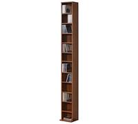 [en.casa] CD Shelf Høyset With 12 Compartments - DVD Standing Bookshelf - CD Stand Storage in Walnut Look