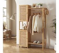 [en.casa] Coat rack Oldsum with clothes rail 2 wardrobes Coat rack shoe rack Stand coat rack 164 x 99 x 29 cm Wardrobe bamboo