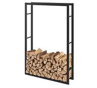 [en.casa] Firewood Rack Black Steel 100 x 25 x 150 cm Indoor/Outdoor Modern Freestanding Firewood Stand