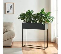 [en.casa] Joensuu Flower Stand, Raised Bed, Planter, Herb Bed, Flower Box, Planter, Made of Steel, 80 x 80 x 25 cm, Black