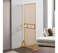 [en.casa] Room Divider Fron Partition Wall Room Divider 197 x 75.5 x 40 cm Partition from Bamboo Natural Freestanding with Storage Compartment
