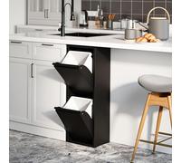 [en.casa] Sollentuna Waste Separator Cabinet Metal 93 x 33 x 25 cm Waste Separation System with 2 Tilting Compartments Cabinet for Separating Waste 14 L Black