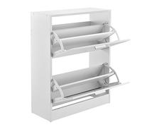 [en.casa] Sykkylven Shoe Cabinet with 2 Flaps for 12 Pairs of Shoes 81 x 63 x 24 cm White