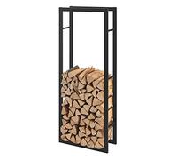 [en.casa] Täby Firewood Shelf indoor outdoor metal 60 x 25 x 150 cm Wood Shelf Stacking Aid for Firewood Wood Storage Firewood Rack Black