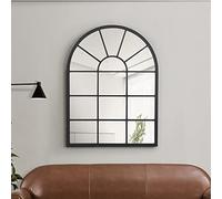 [en.casa] Wall Mirror Villalago Window optics Mirror Black Frame 80 x 60 cm with Fixing Hook Bedroom Hallway Wall Decoration