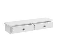 [en.casa] Wall Mounted Shelf with Drawer Floating Shelf - 3.9x26.3x5.9 inches (10x60x15cm) - White 2 Drawer