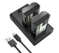 EN-EL15 Replacement Battery Pack of 2 with LCD Dual Charger - 2800 mAh Li-ion Battery for Nikon D850 D750 Z6II Z7II Z5 D500 D7500 D800 Z8 Zf D810 D800E D810A D600 D610 1 V1 DSLR & DSLR & mirror loose