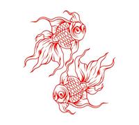 en Fish yin yang Silhouette Wall Decals 67.2x75.4cm Multiple Size Options Red