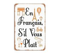 En Francais S'il Vous Plait French Teacher Foreign Language Metal Signs Vintage Man Cave Farm Garage Bar Wall Art Dining Room Gift 8x12inch