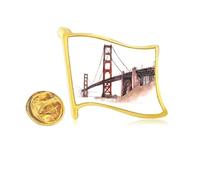 en gate bridge in amecalifornia Golden Metal Flag Lapel Pin Badge