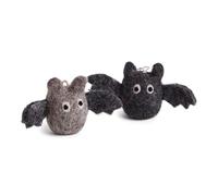 Én Gry & Sif Bat pendant as Halloween decoration, natural felt, hand-made, fair trade, 3 bats in grey, mottled grey and white