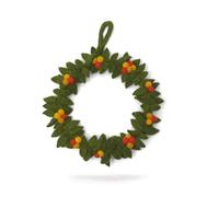 Én Gry & Sif Door Wreath, Handmade & Fair Trade Felt Wreath, Scandinavian Decoration for Autumn, Winter, Christmas, Green Autumn Wreath with Colourful Berries, Diameter 19 cm