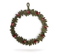 Én Gry & Sif Door Wreath I Hand-Made & Fair-Trade Felt Wreath, Scandinavian Decoration for Autumn Winter Christmas I Christmas Wreath Dark Green with Red Berries, Diameter 30 cm