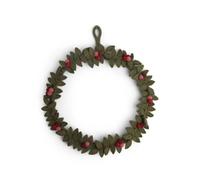 Én Gry & Sif Door Wreath I Hand-Made & Fair-Trade Felt Wreath, Scandinavian Decoration for Autumn Winter Christmas I Christmas Wreath Dark Green with Red Berries, Diameter 30 cm