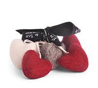 Én Gry & Sif Felt hearts, Christmas decoration for hanging or as a loving decoration idea for gifts, hand-made, fair trade, 6 pieces in Christmas red, white, grey