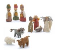 Én Gry & Sif Felt Nativity Figures | Holy Three Kings, Angels, Jesus, Mary, Joseph, Donkey, Sheep, Ox | Handmade, Fairtrade, Children's Room Decoration, Christmas Nativity Scene