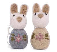 Én Gry & Sif Mini Bunnies / Small Easter Bunnies - Hand Felted - Felt Pendants, Easter Decoration - Pack of 2 ... B (Bunny/Blue)