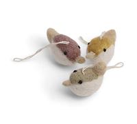 Én Gry & Sif Small Bird Pendants Made of Felt, Spring, Easter, Christmas Decoration, Pack of 3 (Natural)