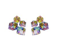 En Hoops Earrings Three Fashion Sugar Cube Earrings For Women Design Seal (Yellow, One Size)