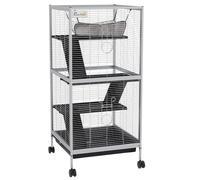 ("en":"Metal Small Animal Cage, Rolling Chinchilla Cage with Ramps, Sugar Glider Cage, Ferret Cages with Removable Tray, Hammock & 4 Tiers, White 20.5" x 20.5" x 44.75"")