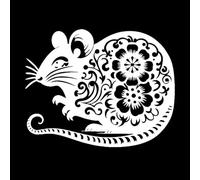 en Rat Chinese Paper Cutting Zodiac Sign Year of The Rat Fine Carving Decals 64x81.3cm Car Body Decoration White