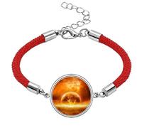 en red Planet Like Flame Burning Pattern Lucky Red String Bracelet Rope Bracelet Handmade