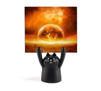 en red Planet Like Flame Burning Pattern Memo Holder Cartoon Black Cat Stand Decoration