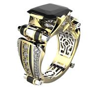 en Rings Women Copper Inlaid Carved Finger Ring For Daily Life Fingertip Rings (Black, 8)