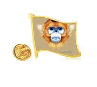 en snub-nosed monkey animal Golden Metal Flag Lapel Pin Badge