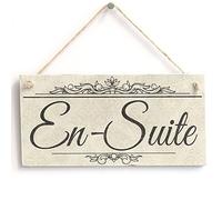 En-Suite Hanging Door Sign, Vintage-Style Bathroom Decor