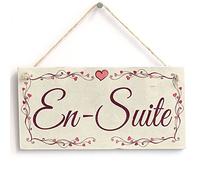En-Suite - Heart Design Handmade Shabby Chic Wooden Sign/Plaque