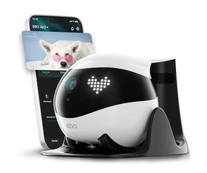 Enabot EBO Air 2 FamilyBot - Pet Camera Robot 2K, AI Animal Tracking, 137° Wide Angle, Auto-Recharge, Local Storage - For Cats and Dogs(White)