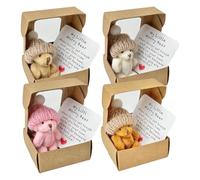 ENAESLOT 4 PCS worry bear,Mini Plush Bears Set,Handmade Mini Plush Teddy Bears in Box,Bears Doll,Positive Gifts for Friends,Women Men Valentine's Day Christmas