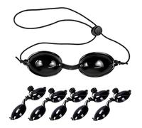 ENAESLOT 6 Pairs Sunbed Goggles, Red Light Therapy & Tanning Eye Protection Glasses, Adjustable Strap UV Safety Eyewear for Sunbeds, Beauty Lamps, Spa & Home Use (Black)
