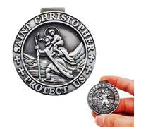 ENAESLOT St Christopher For Car,St Christopher Keyring,Raised Lettering Saint Christopher Medal for Car Visor,Gifts Car Visor Clip for Friends Family