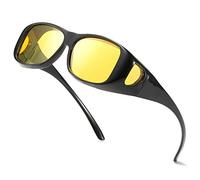 Enafad Fit Over Night Driving Glasses for Women Night-Vision Anti Glare Polarized HD Yellow Lens Glasses UV Protection (Bright Black Frame-Yellow Lens)