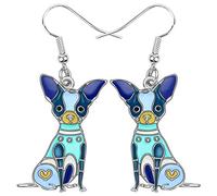 Enamel Alloy Cartoon Chihuahua Earrings Dog Drop Dangle Pet Jewelry For Women Girls Cute Puppy Charm Gift