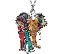 Enamel Alloy Rhinestone Cute Jungle Elephant Necklace Pendant Fashion Jewelry For Women Girls Animals Charm Gift (Multi)