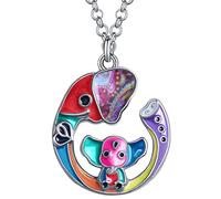 Enamel Alloy Rhinestone Cute Jungle Elephant Necklace Pendant Fashion Jewelry For Women Girls Animals Charm Gift (Multicolor)