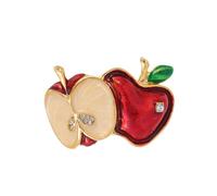 Enamel Apple Brooch Pin for Women Vintage Boho Rhinestone Red Green Fruit Breastpin Corsage Brooches Cute 3D Creative Chrsitmas Eve Halloween Statement Jewelry Gifts