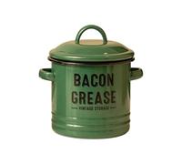 Enamel Bacon Grease Container | Bacon Grease Saver with Strainer and Silicone Spatula | Large Capacity Greasy Jar Frying Oil Fat Collector Storage Can for Cooking Filtering Out, Storing and Recycling