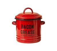 Enamel Bacon Grease Container | Bacon Grease Saver with Strainer and Silicone Spatula | Large Capacity Greasy Jar Frying Oil Fat Collector Storage Can for Cooking Filtering Out, Storing and Recycling