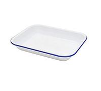 Enamel Bake Pan White 37cm x 29.5cm Enamel Baking Roasting Pan Tray Rectangular Serving Dish
