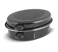 Enamel Baking Mould with Lid, 6.3 L Capacity, Black/Red