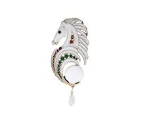 Enamel Big Horse Head Brooch Rhinestone Horse Badge Lapel Pins For Women Fashion Jewelry Accessory New Year Gift