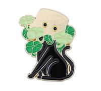 Enamel Brooch and Pin A Black Cat Who Loves to Play Hide and Seek, Metal, gem na